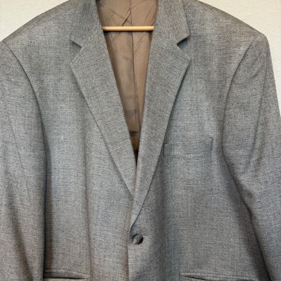 Towncraft Other - 100% Silk Men's Towncraft Black and White Button Front Suit Jacket Size 48R